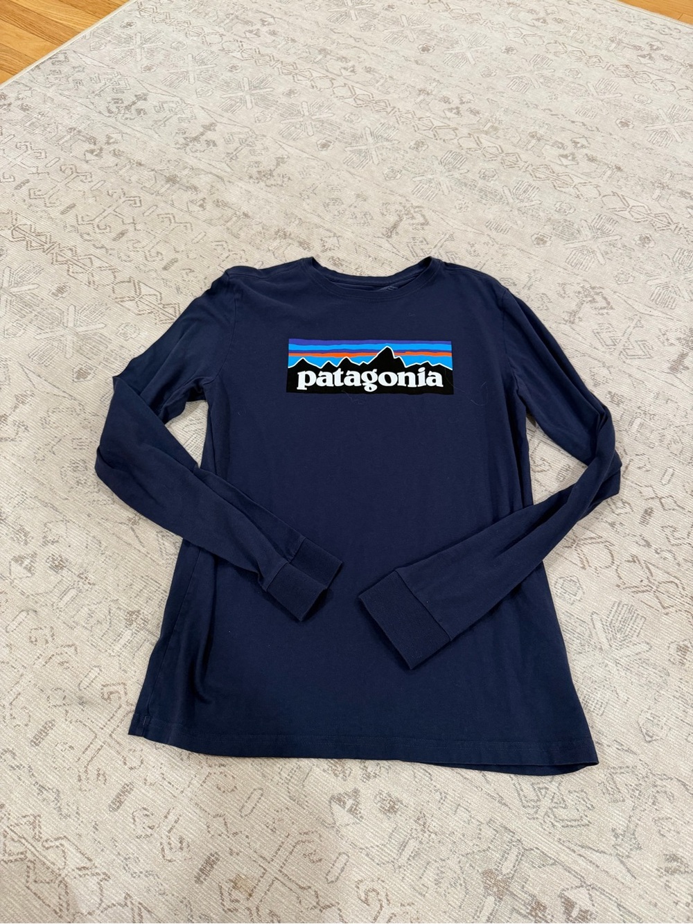 Patagonia Kids' Navy Long-Sleeve Logo Tee